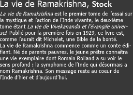 La vie de Ramakrishna, Stock La vie de Ramakrishna est le premi